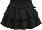 Girl's Cute Mini Skirts High Waisted Ruffle Layered Skirts Swing Flowy Skater Tennis Skirt