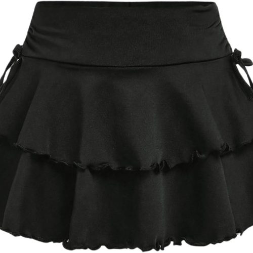 Girl's Cute Mini Skirts High Waisted Ruffle Layered Skirts Swing Flowy Skater Tennis Skirt