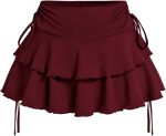 Women's Y2k Ruffle Mini Skirt Bow Side Flowy A Line Cute Short Skirts Casual Skorts