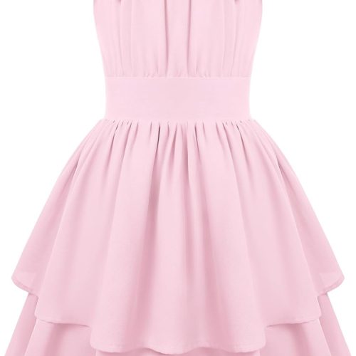 Girls Summer Spaghetti Strap Dress Teen Easter Formal Dance Cami Sundress Smocked Back Dresses 7-14 Years