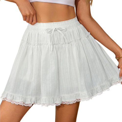 Flowy Shorts for Women Lace Tiered Ruffle Mini Skirt Casual Boho High Waisted Skorts Tennis G Outfits