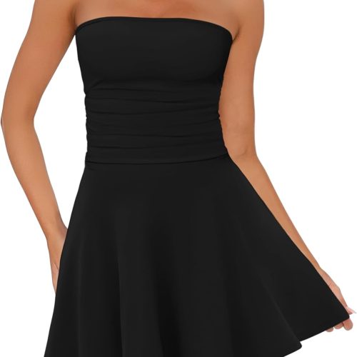 Womens Tube Dresses Strapless Homecoming Graduation Formal Party Club Mini Dress Date Outfits