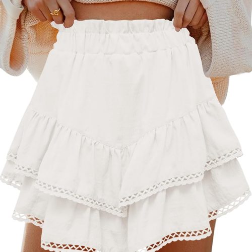 Flowy Skorts for Women Ruffle Tiered Skorts High Waist Mini Skirts Tennis G Crochet Casual Shorts