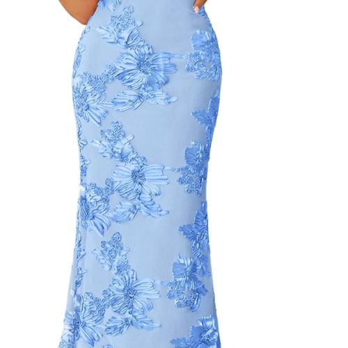 Women's Summer Strapless Floral Midi Dress 2026 Bodycon Mesh Tube Wedding Guest Cocktail Party Formal Dresses