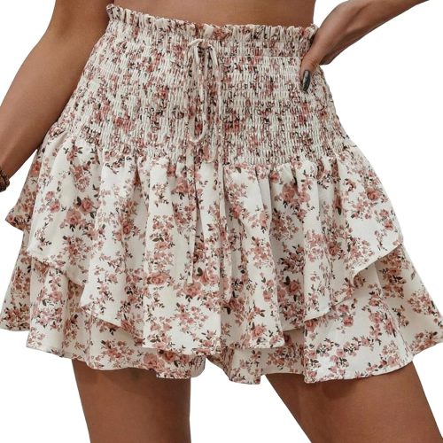 Floral Skorts for Woman Ruffle Mini Skirt with Shorts Underneath Causal Summer Boho Outfits