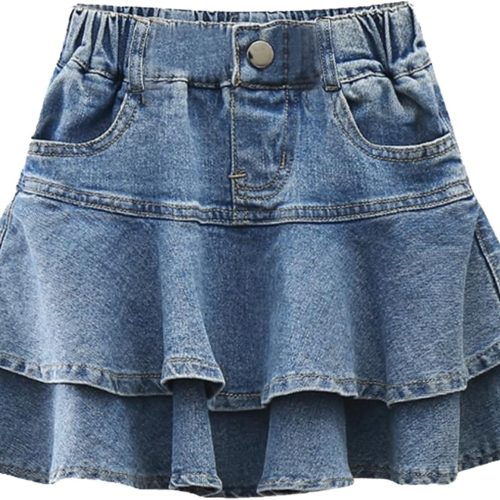 Girls Denim Skirt Summer Vintage Pleated Kids Skirt Shorts Children Uniform Skirt Jeans Skorts
