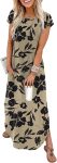 Summer Dresses Cap Sleeve Crewneck Maxi Long Casual Dress with Pockets Beach Vacation Sundresses 2026 Trendy