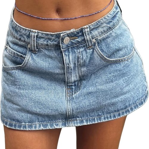 Jean Skirts for Women Mid/Low Rise 2026 Trendy Summer Y2k Clothes Sexy Denim Mini Skirt with Undershorts