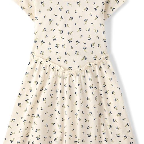 Girls' Plaid Stretch Jacquard Short Sleeve Dress